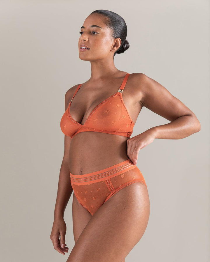 The Easy Does It Bralette Logo Mesh - Burnt Orange - 32D - Bra