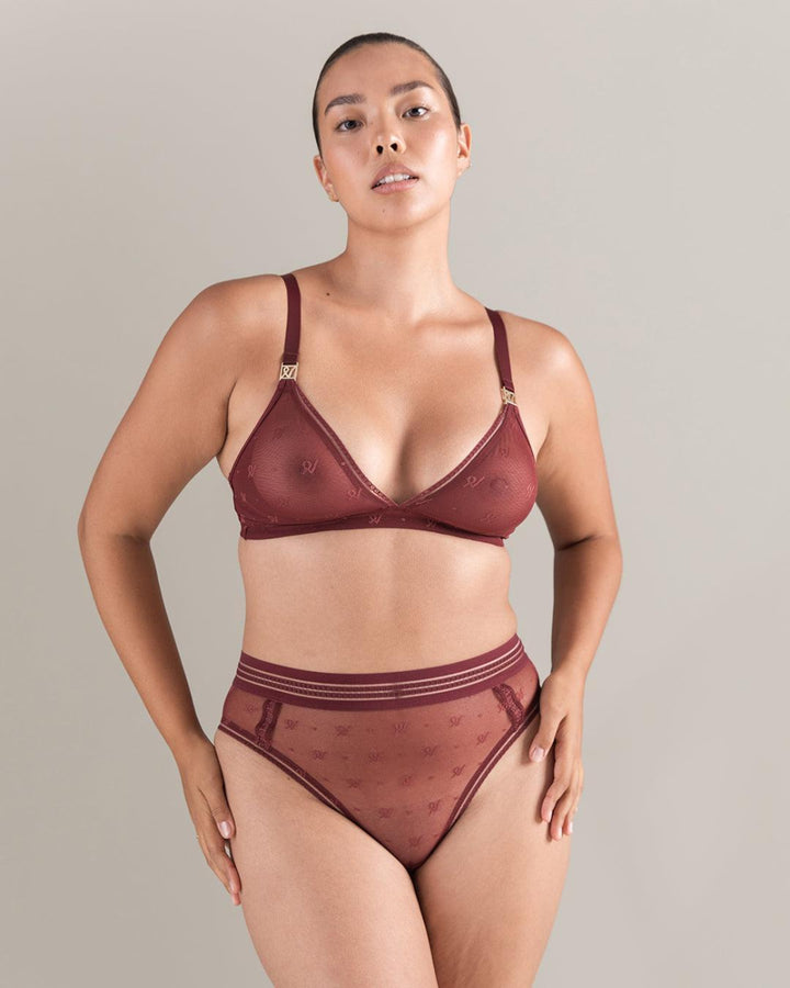 The Easy Does It Bralette Logo Mesh - Merlot - 32D - Bra