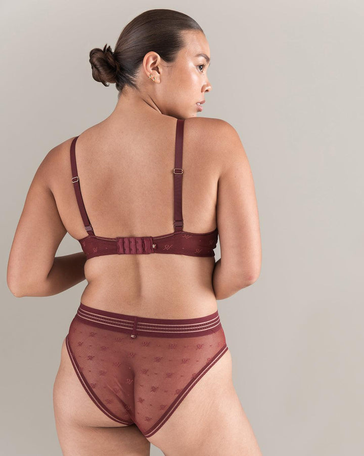 The Easy Does It Bralette Logo Mesh - Merlot - 32D - Bra