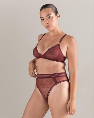 The Easy Does It Bralette Logo Mesh - Merlot - 32D - Bra