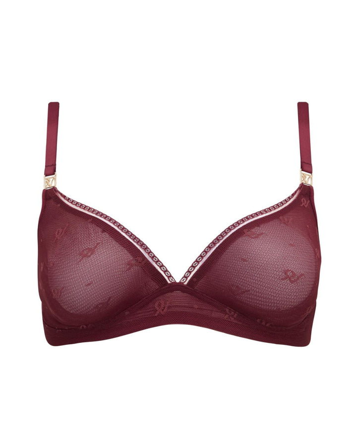 The Easy Does It Bralette Logo Mesh - Merlot - 32D - Bra
