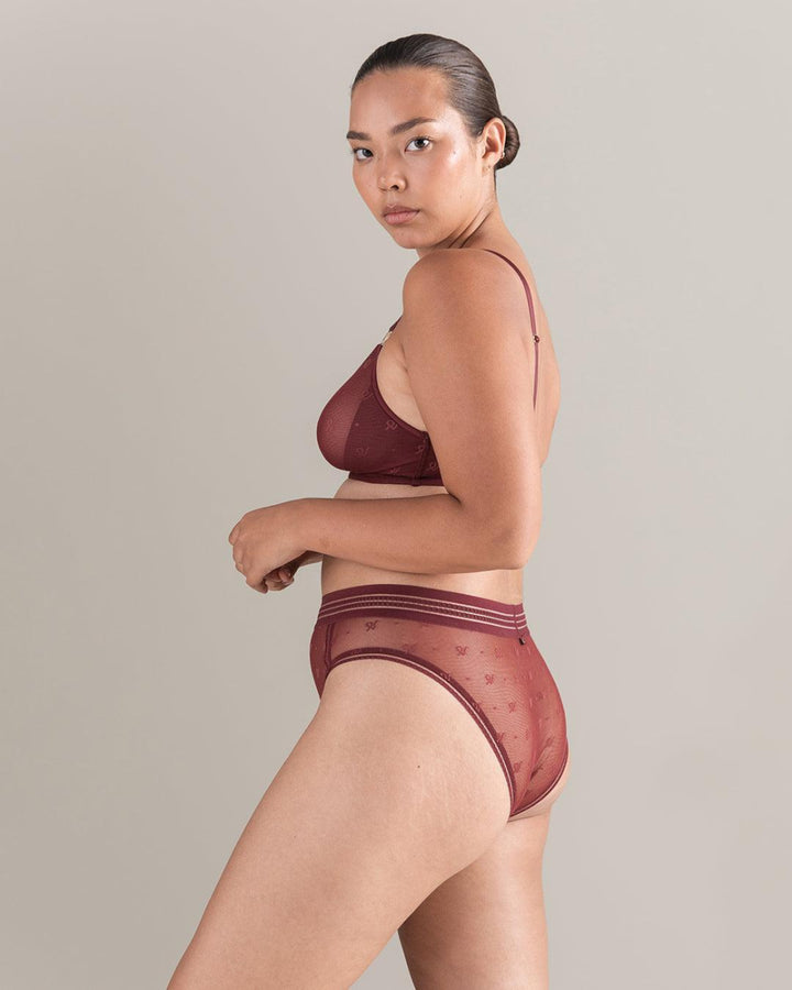 The Easy Does It Bralette Logo Mesh - Merlot - 32D - Bra