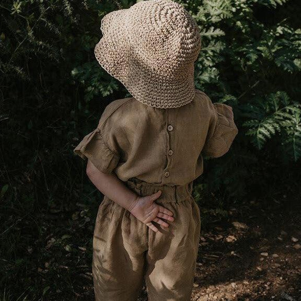 The Frill Linen Top - Camel - Shirt