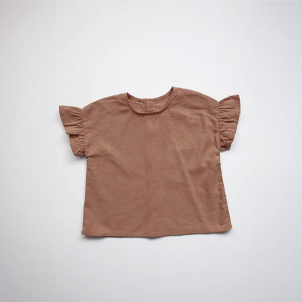 The Frill Linen Top - Cinnamon - Shirt