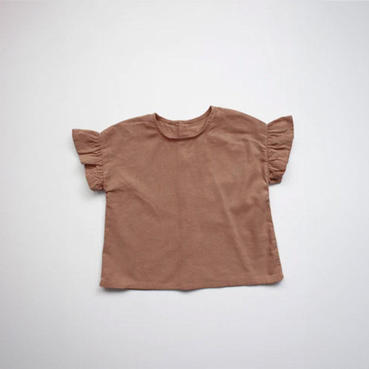 The Frill Linen Top - Cinnamon - Shirt