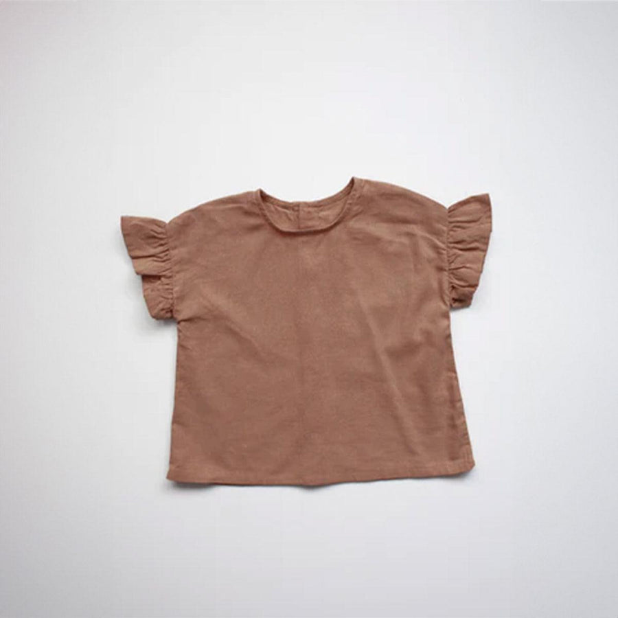 The Frill Linen Top - Cinnamon - Shirt