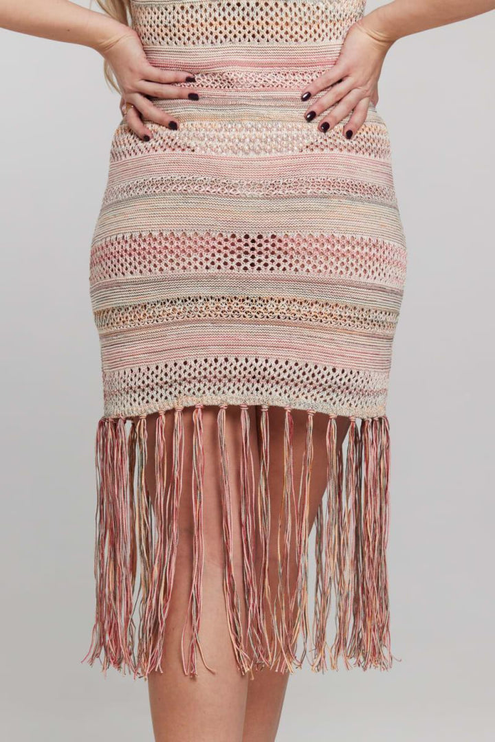 The Fringe Knit Tank Dress - Sand Dune - Dresses
