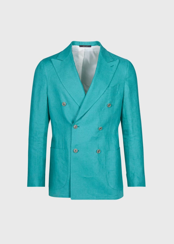 The Irish Linen Double Breasted Jacket - Turquoise - Blazer
