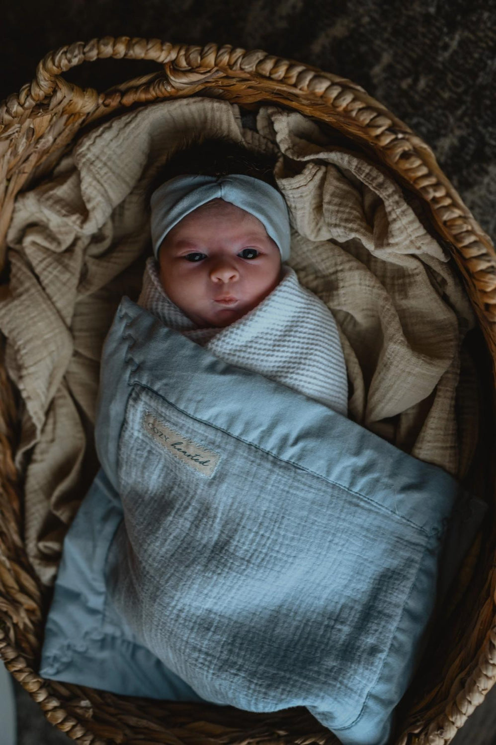 The Mini Cozy Lovey – Organic Baby Security Blanket Set - Baby Blue - 15’’x15’’ - Blanket