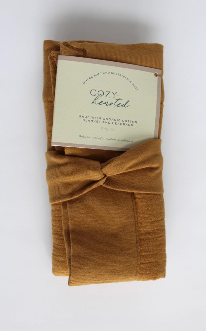 The Mini Cozy Lovey – Organic Baby Security Blanket Set - Gold - 15’’x15’’ - Blanket