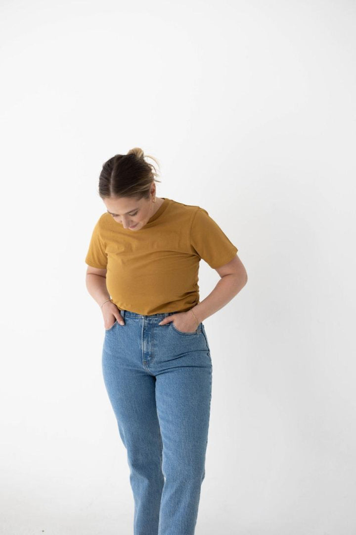 The Mom Crop in Almond - T-shirt