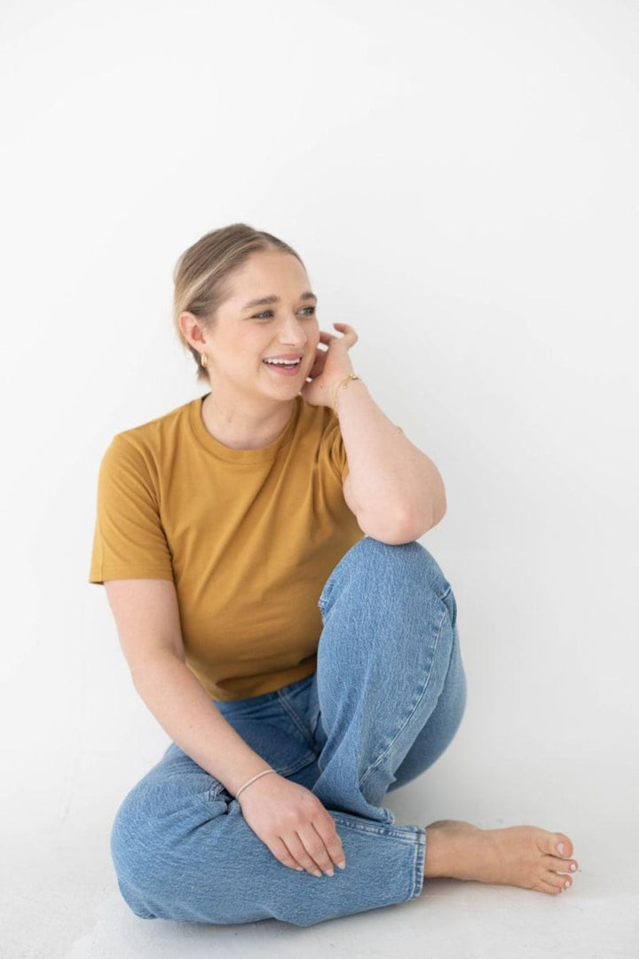 The Mom Crop in Almond - T-shirt