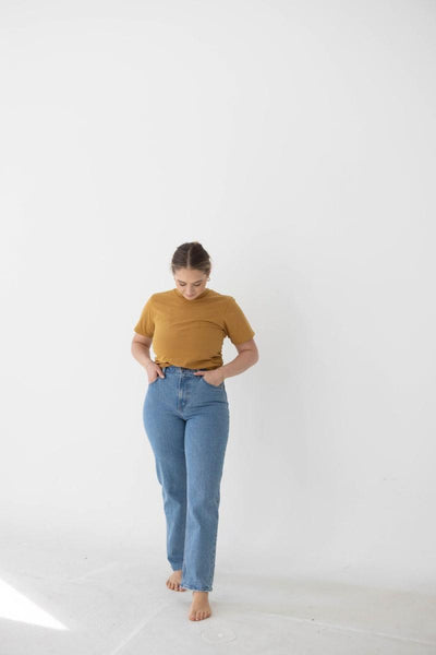 The Mom Crop in Almond - T-shirt