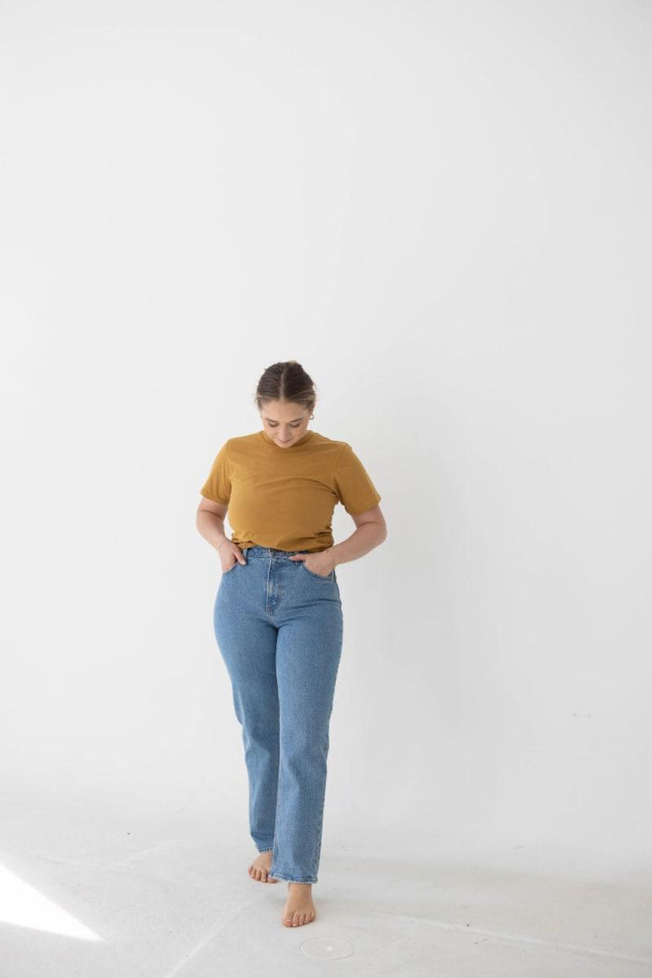 The Mom Crop in Almond - T-shirt