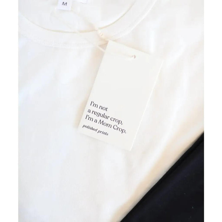 The Mom Crop in Antique White - T-shirt