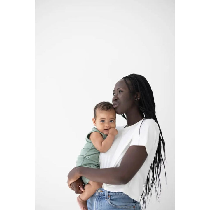 The Mom Crop in Antique White - T-shirt