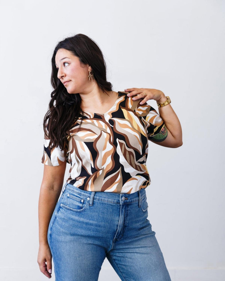 The Printed Chloe Top - Mocha-print - Blouse