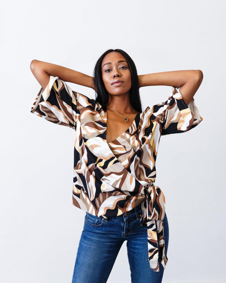 The Printed Olivia Top - Mocha-print - Blouse