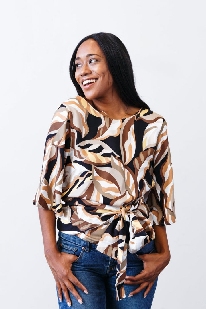 The Printed Olivia Top - Mocha-print - Blouse