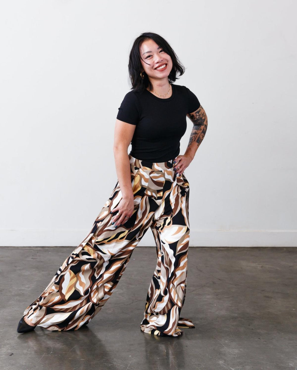 The Printed Sarah Pant - Mocha-print - Pants