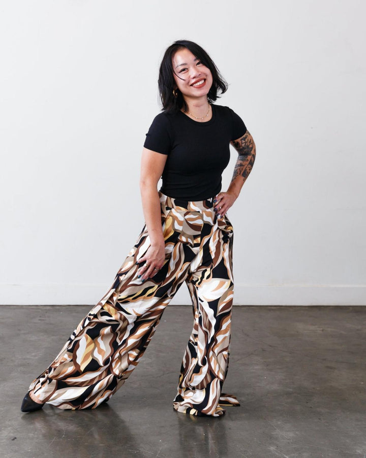 The Printed Sarah Pant - Mocha-print - Pants