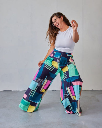 The Printed Sasha Pant - Blue motif - Pants