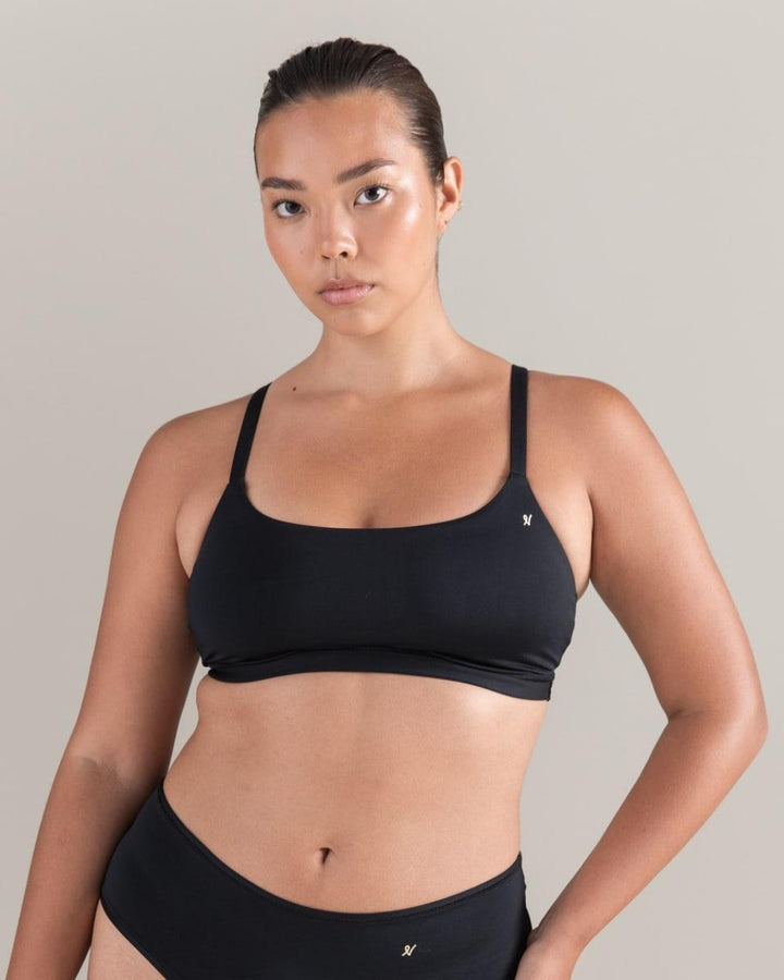 The Scoop Neck Bralette - Black - 30-32D-E - Bra