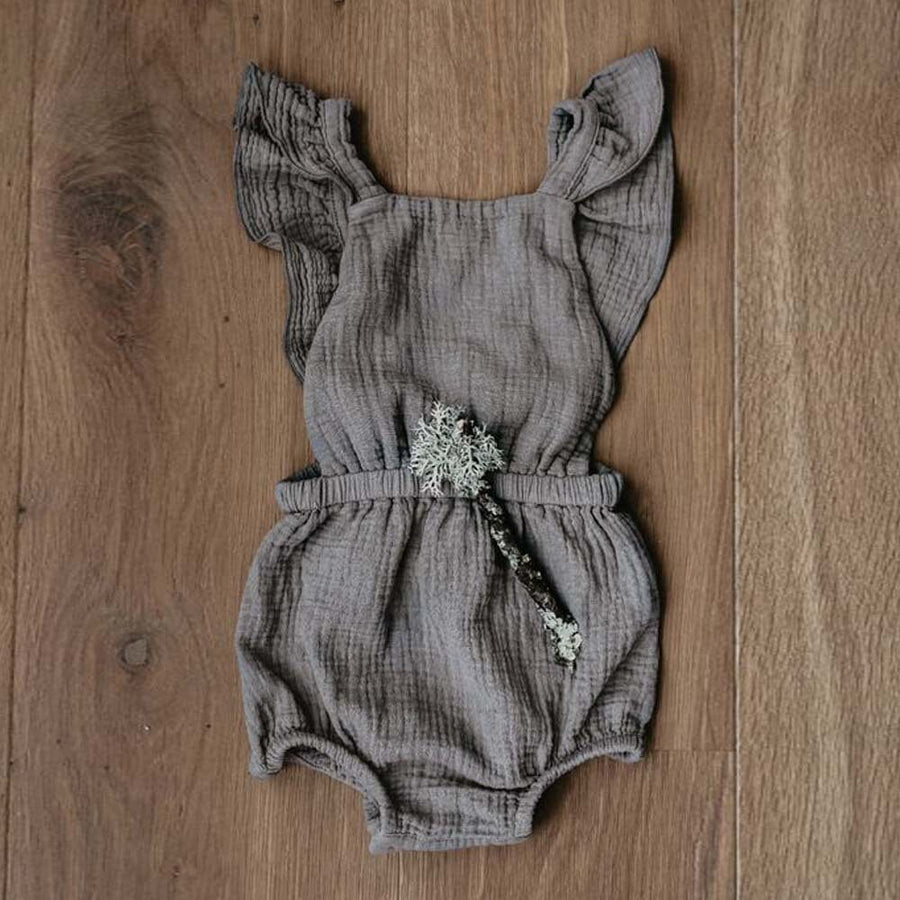 The Ruffle Romper - Lead Gray One Pieces The Simple Folk 