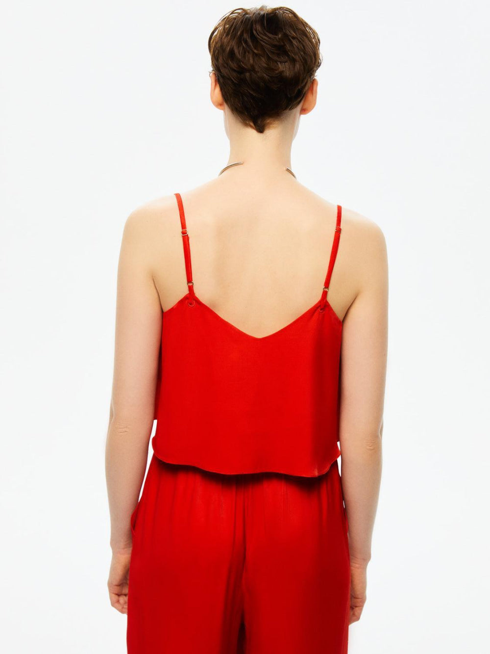 Thin Strap Crop Top - Red - Tank Top