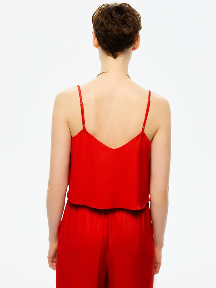 Thin Strap Crop Top - Red - Tank Top