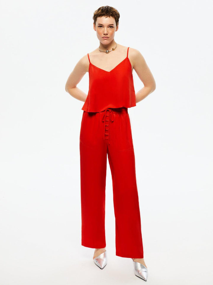 Thin Strap Crop Top - Red - Tank Top