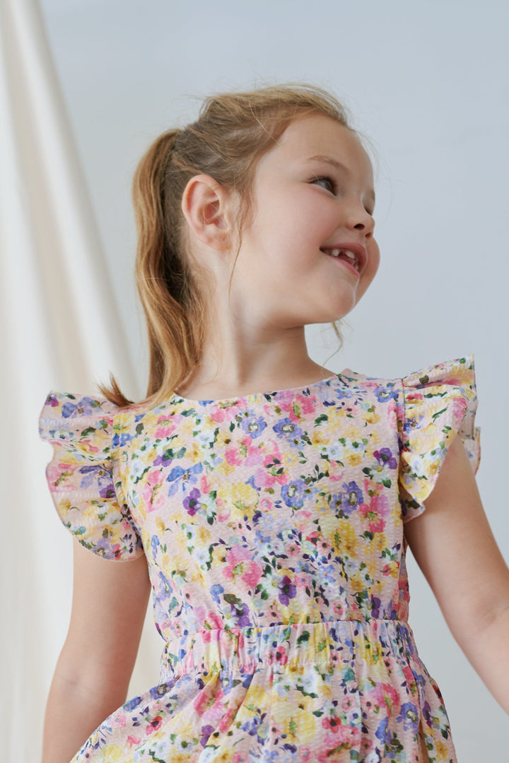 Seersucker Floral Dress Dresses + Skirts My Little Cozmo 