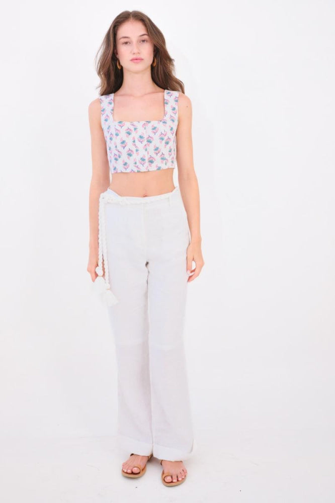 Tia Bralet - Tiny Lotus Pink Teal - Crop Top