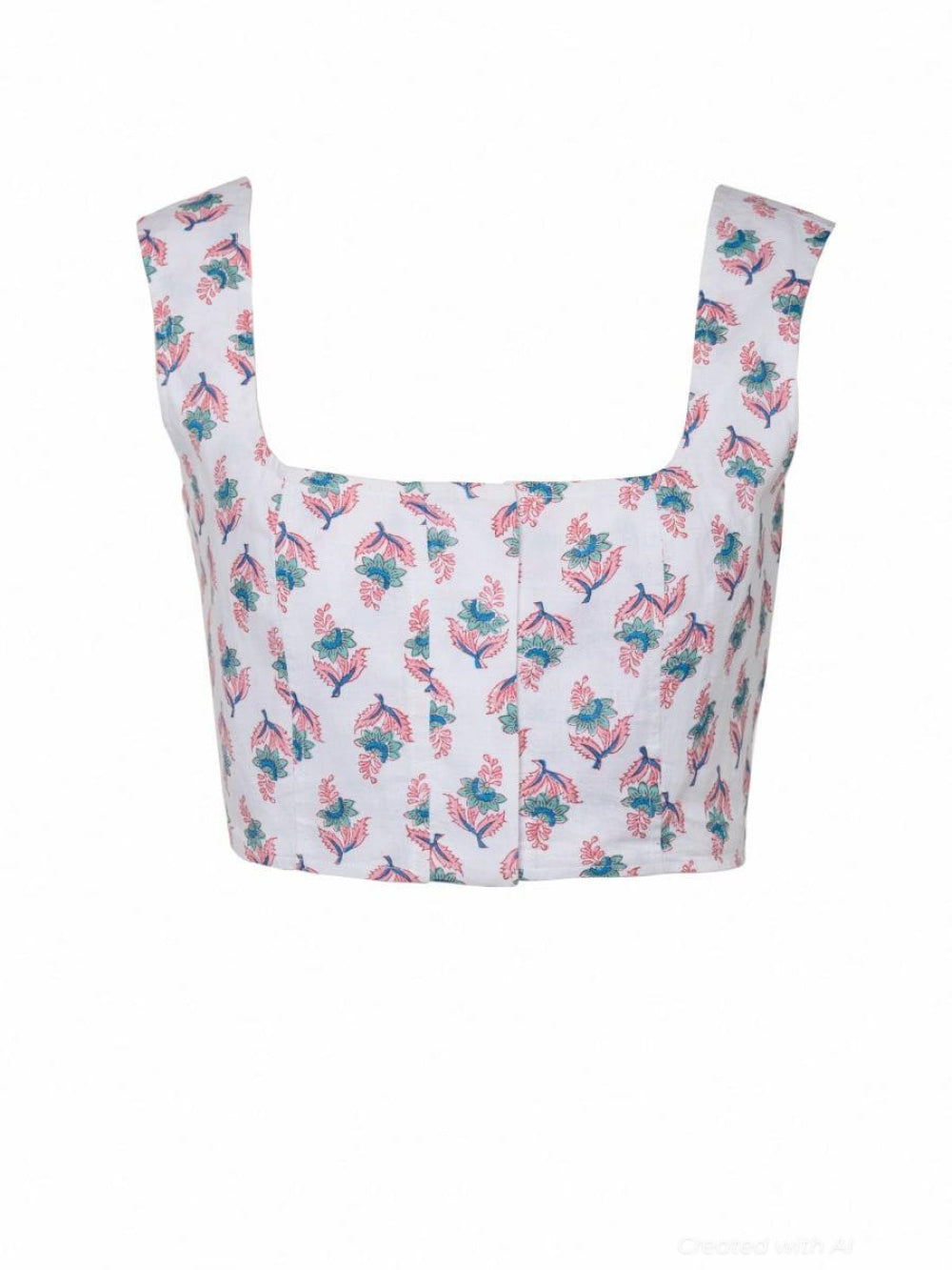 Tia Bralet - Tiny Lotus Pink Teal - Crop Top