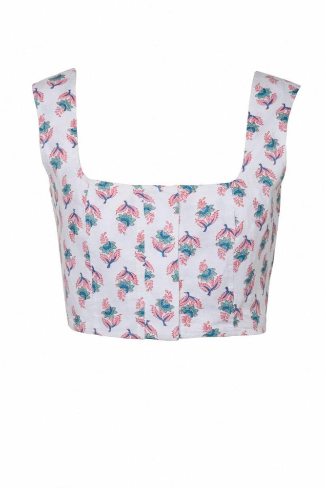 Tia Bralet - Tiny Lotus Pink Teal - Crop Top