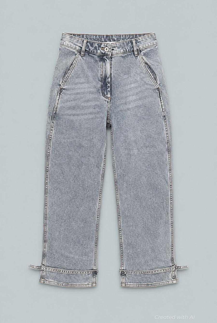 Tie Ankle Denim - Light Blue - Jeans