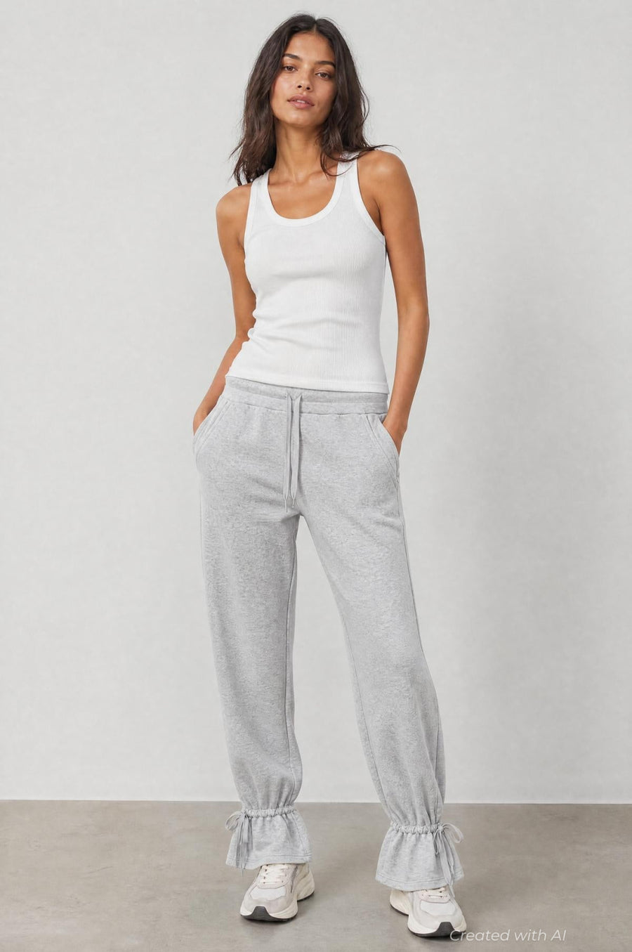 Tie Ankle Sweatpants - Heather Gray - Sweatpant