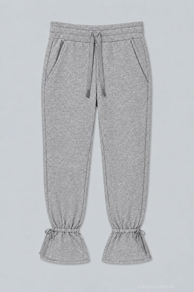 Tie Ankle Sweatpants - Heather Gray - Sweatpant