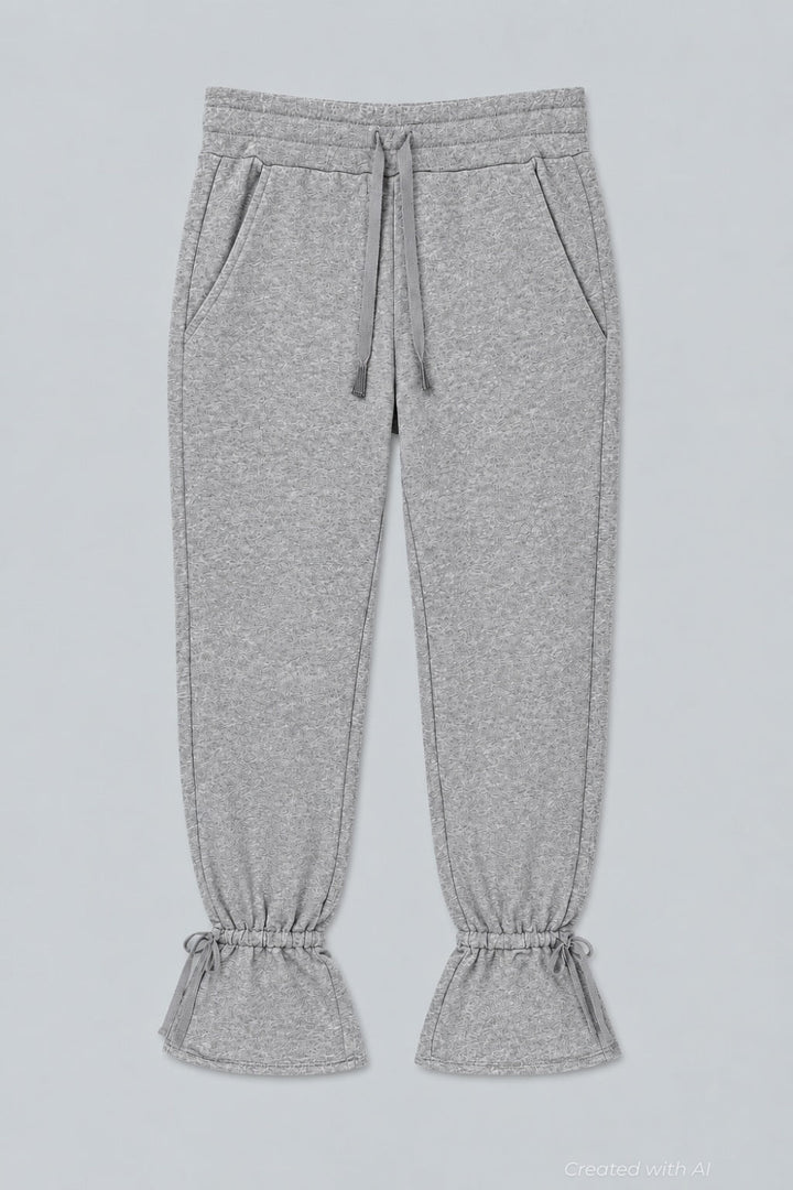 Tie Ankle Sweatpants - Heather Gray - Sweatpant