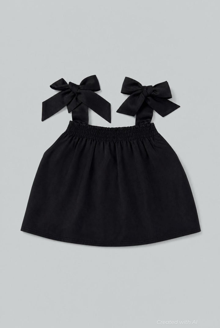 Tie Shoulder Top - Black - Shirt