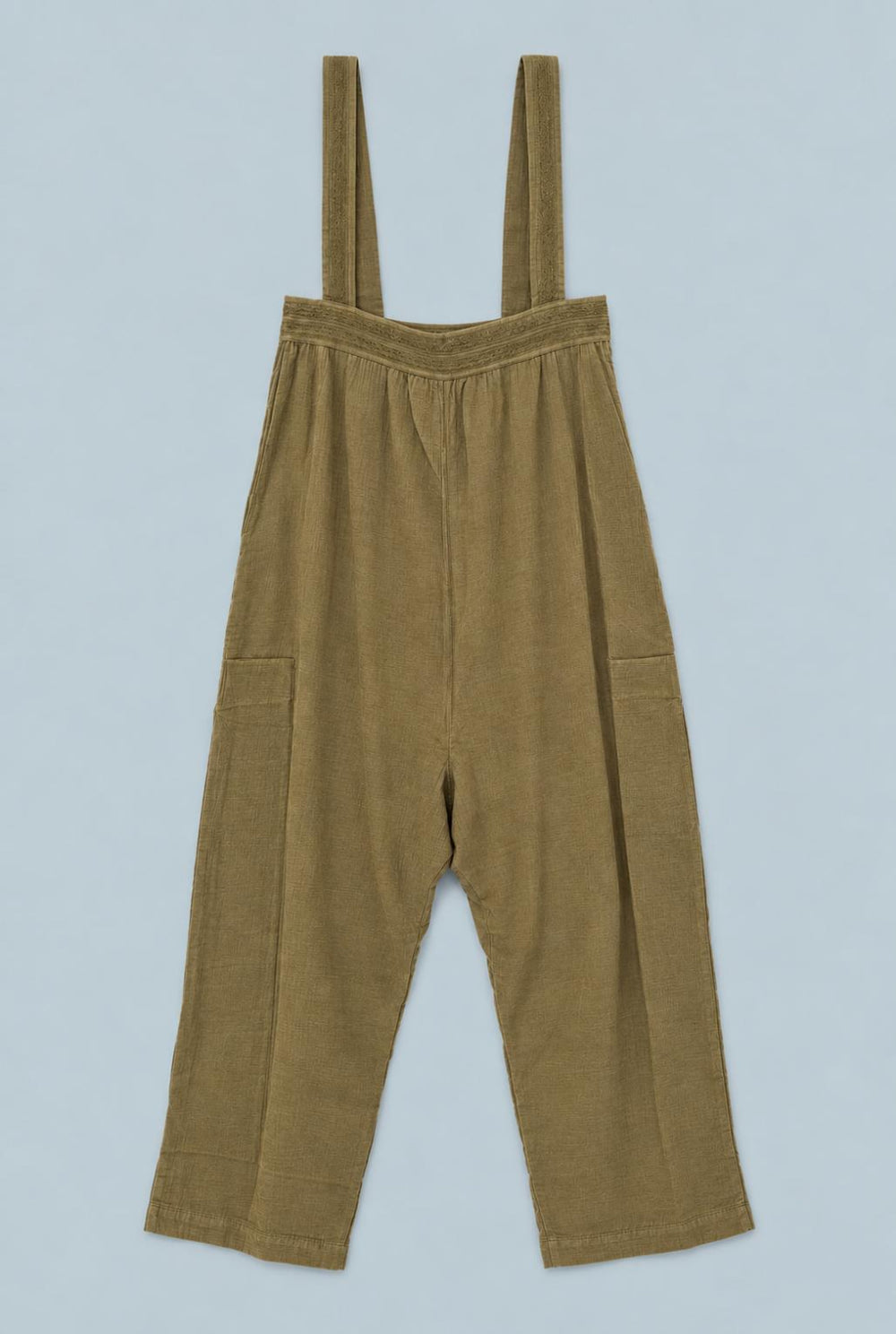 Tie Shoulder Wide Leg Jumpsuit - Army - Jumpsuit