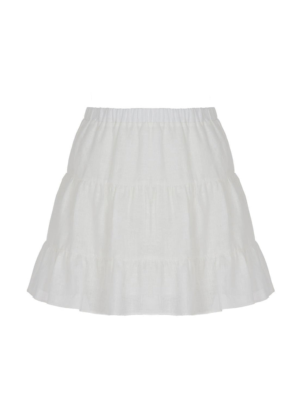 Tiered Mini Linen Skirt - Off-white - Skirt