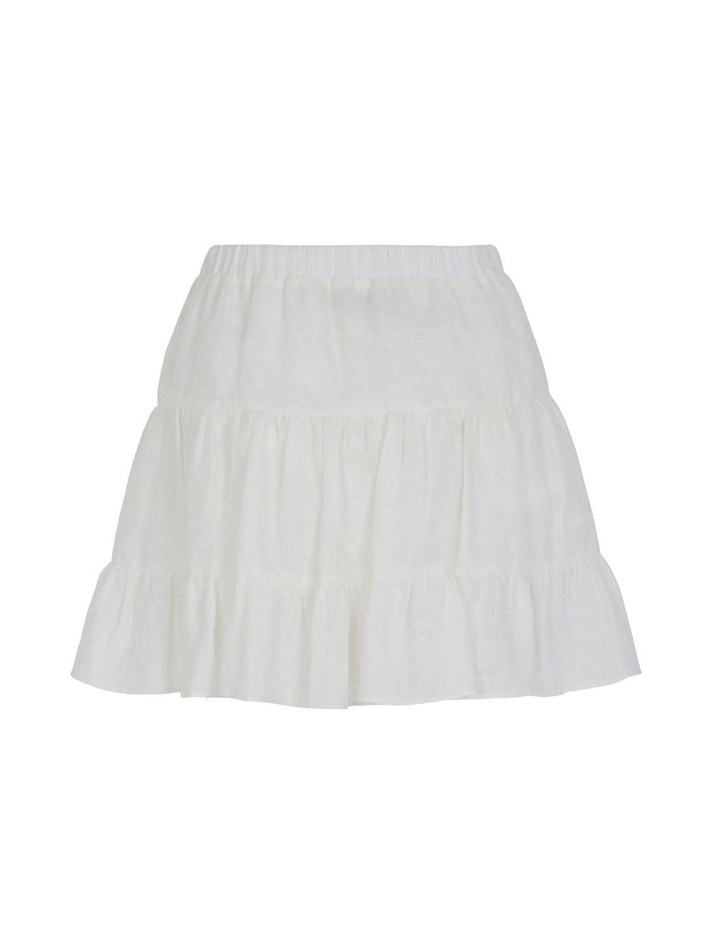 Tiered Mini Linen Skirt - Off-white - Skirt
