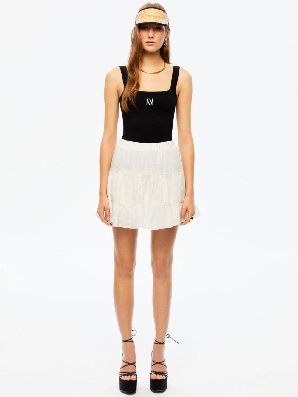 Tiered Mini Linen Skirt - Off-white - Skirt