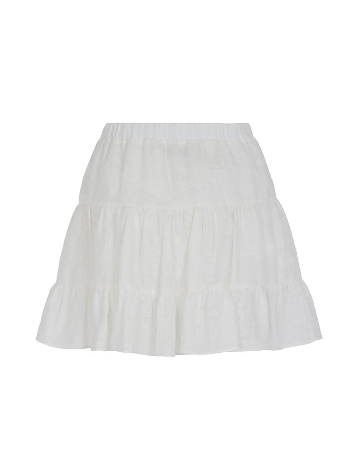 Tiered Mini Linen Skirt - Off-white - Skirt