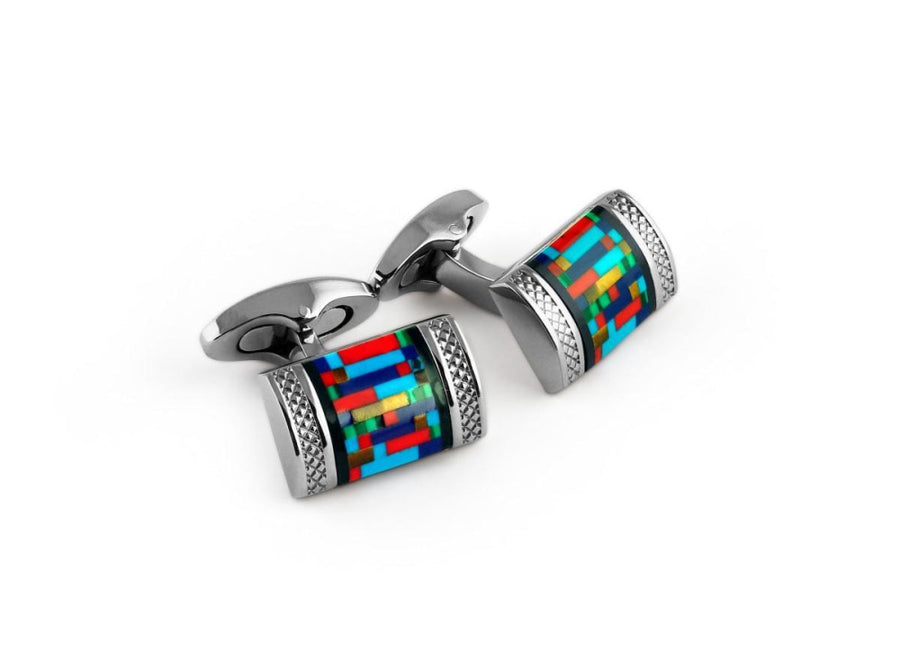 Titanium Bamboo D-shape - Multicolour - One Size - Cufflinks