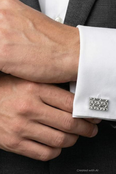 Titanium Origami Star - Silver - One Size - Cufflinks