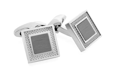 Titanium Square Brush Finish - Silver - One Size - Cufflinks