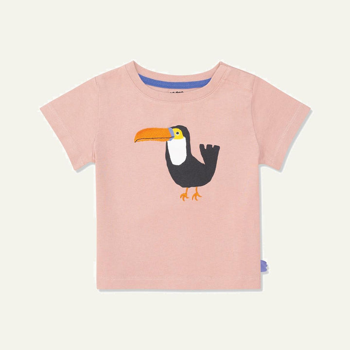 Recycled Cotton Toucan Baby T-shirt - Misty Rose