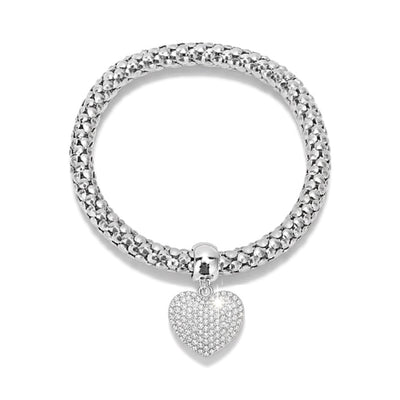 18k white gold Puffed heart charm bracelet